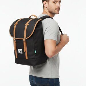 *ROOTS 17.3" Black Computer Backpack with Brown Accents